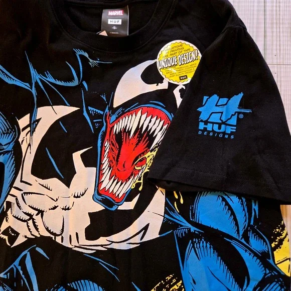 HUF x Marvel Venom All Over Print Black Shirt Mens Small New With Tags - Picture 5 of 9